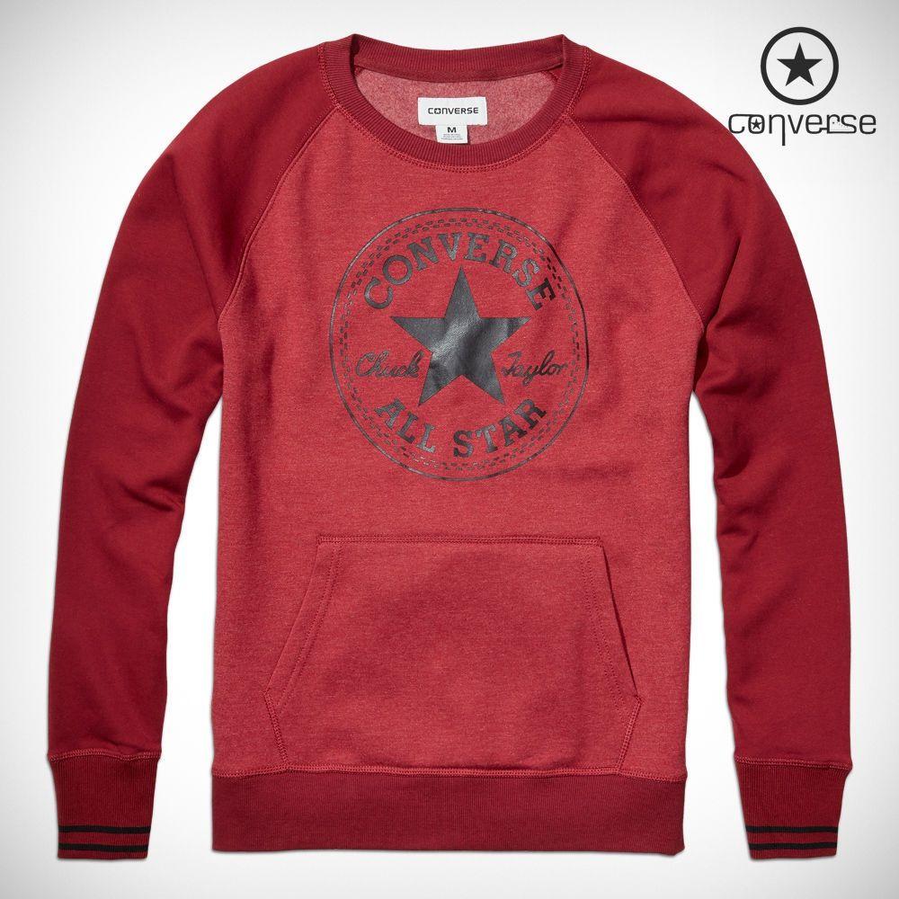 Red Block F Logo - Cheap Mens Converse All Star Pullover Logo Crew with Pocket Red