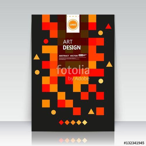 Red Block F Logo - Abstract composition. Text frame surface. Brochure cover. Black