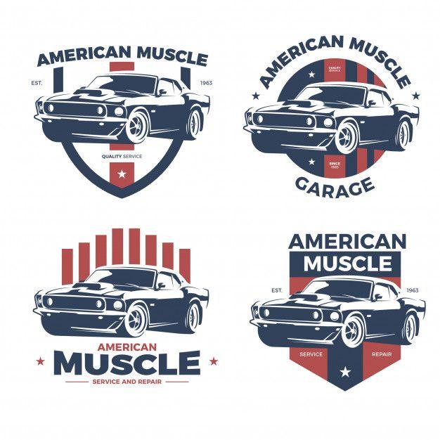 Vintage American Cars Logo - Vintage muscle car logo collection Vector | Premium Download