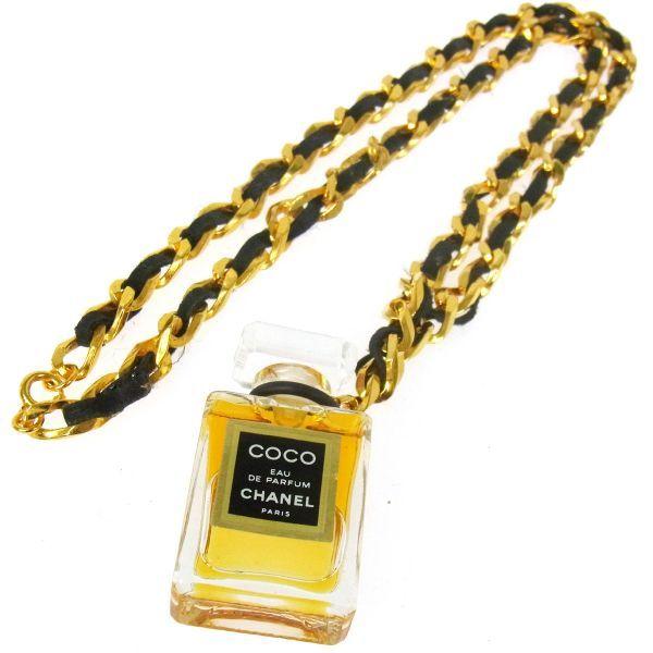 Perfume Chanel Gold Logo - Brand JFA: CHANEL Vintage CC Logos Gold Chain Perfume Pendant