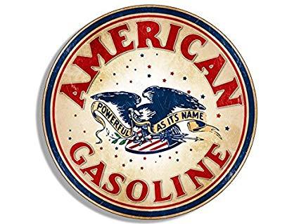Vintage American Cars Logo - Vintage Round American Gasoline Logo Sticker Motor Oil