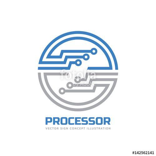 Computer Processor Logo - Processor CPU logo template for corporate identity