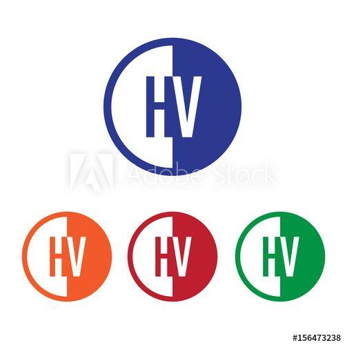 Orange Half Circle Logo - HV initial circle half logo blue, red, orange and green color