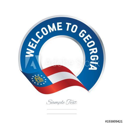 USA Georgia Logo - Welcome to Georgia USA flag ribbon travel logo icon stamp this