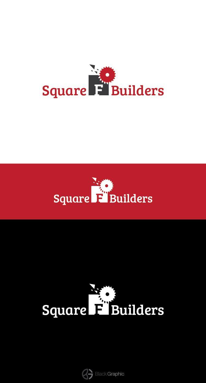 Square in a Red F Logo - Serious, Masculine, Construction Logo Design for Square F Builders
