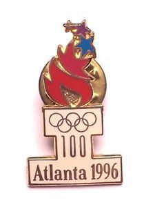 USA Georgia Logo - OLYMPIC LAPEL PIN 1996 ATLANTA GEORGIA USA CUT OUT Gold LOGO 100 ...