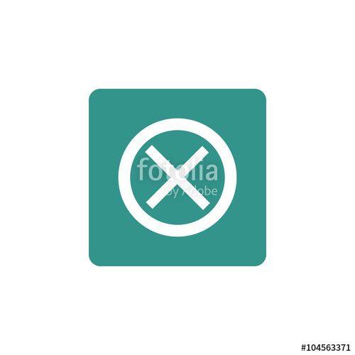 Green Rectangle With White Circles Logo - Cancel icon, on green rectangle background, white outline Stock