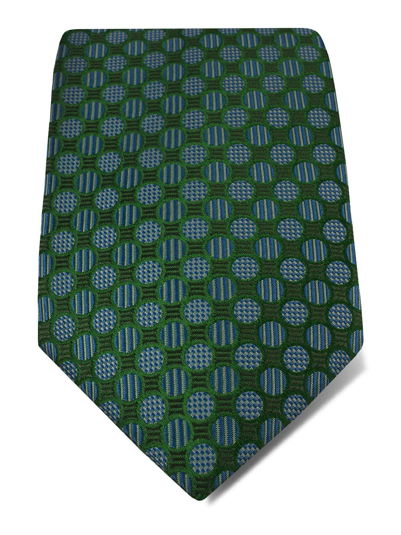 Green Rectangle With White Circles Logo - Green Woven Silk Tie with Blue & White Circles - Hilditch & Key