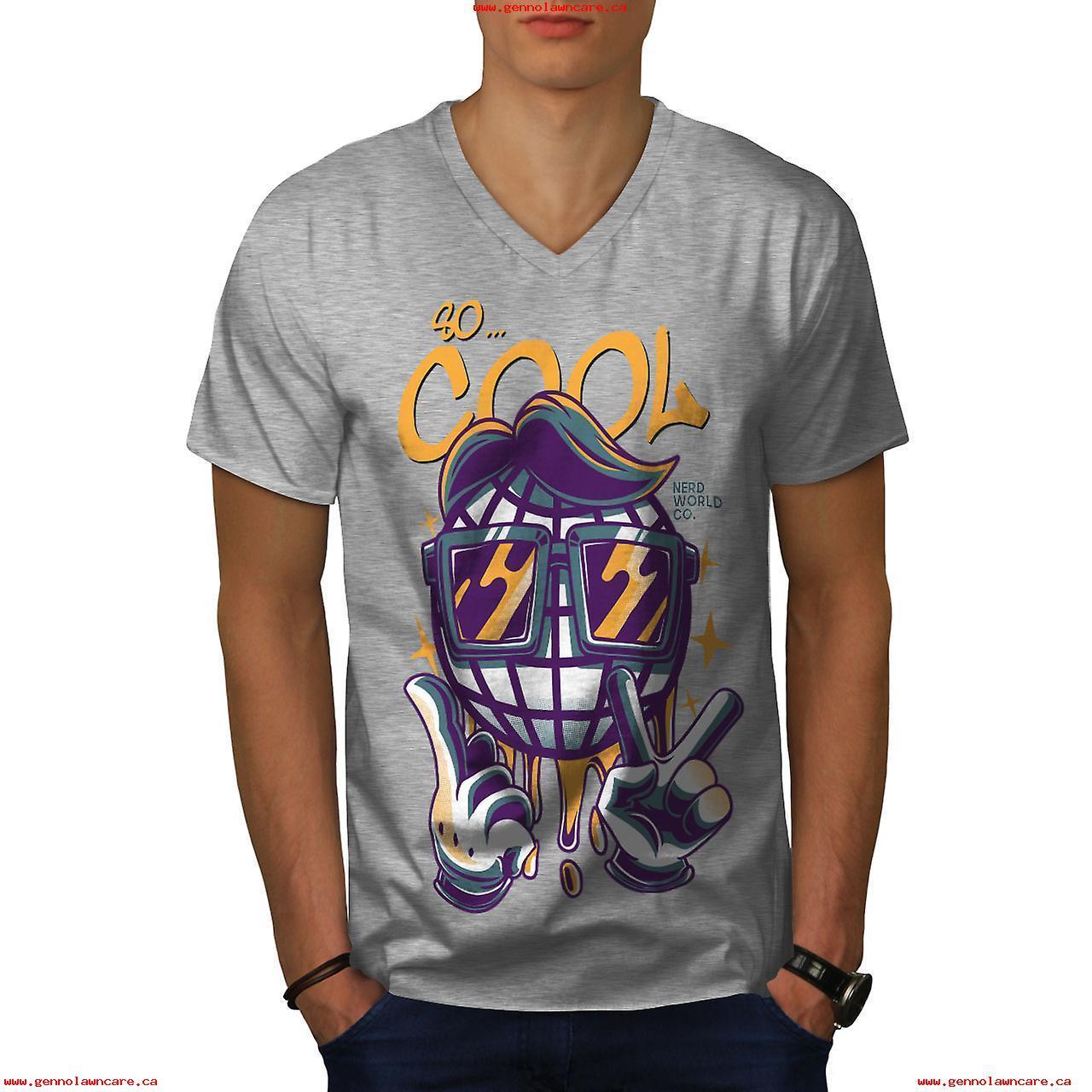 Cool Disco Logo - So Cool Disco Fashion Men GreyV-Neck T-shirt | Wellcoda RNFpQV2E