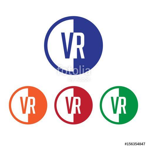 Orange Half Circle Logo - VR initial circle half logo blue, red, orange and green color Stock