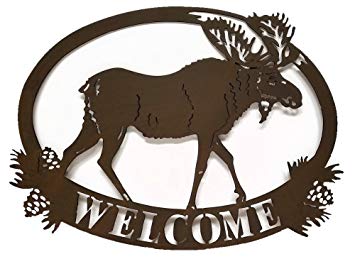 Brown Moose Logo - Amazon.com: Cabin Lodge Decor Moose Welcome Sign, Metal Art, 20