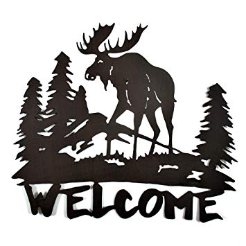 Brown Moose Logo - Mayrich Rustic Brown Moose Silhouette Welcome Sign