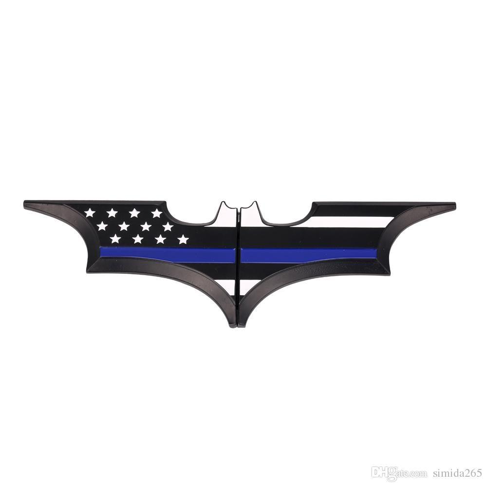 Batman Thin Blue Line Logo - Batman Dark Kight US American Flag With Thin Blue Line Metal