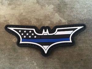 Batman Thin Blue Line Logo - Thin Blue Line American Flag Batman Dark Knight PVC Patch