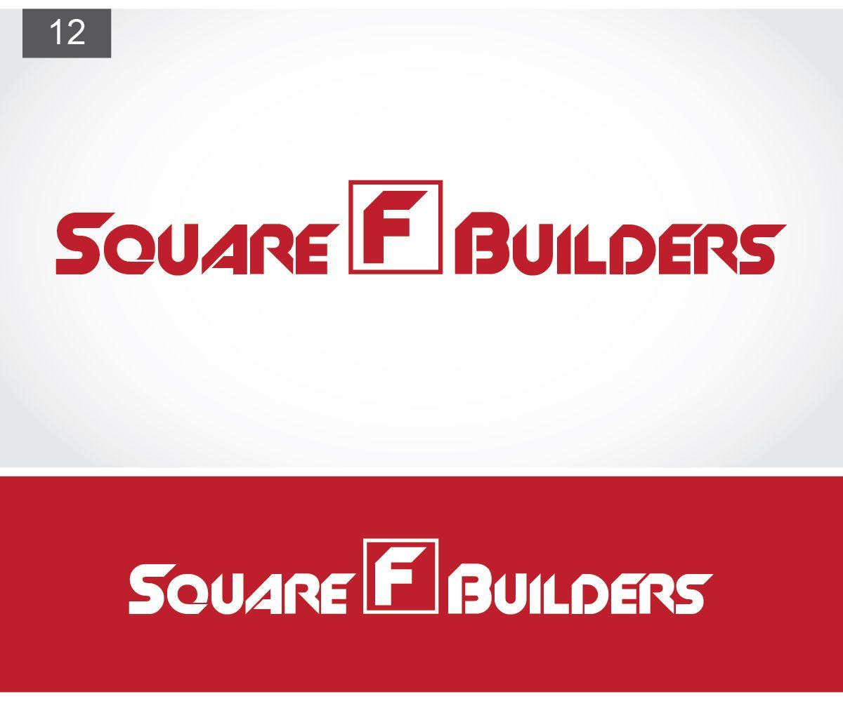 Square in a Red F Logo - Serious, Masculine, Construction Logo Design for Square F Builders