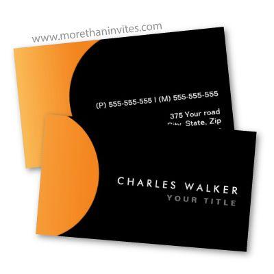 Orange Half Circle Logo - Modern black business card with orange half circle - More than invites