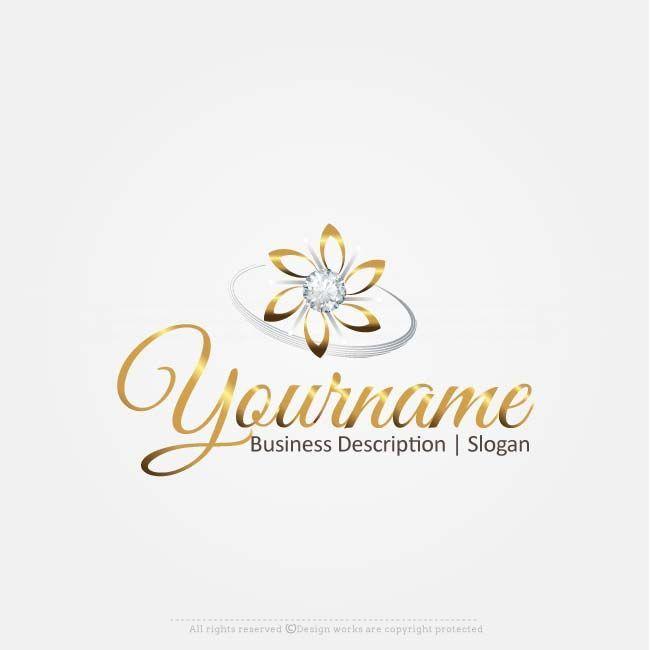Flower and Diamonds Logo - Free Logo Maker - Diamonds Gold Flower logo design | Jewelry Design ...