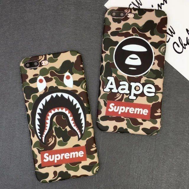 Supreme Army Logo - US Supremely Logo Shark Bape Brand Army PC Case For iPhone 6 7 7