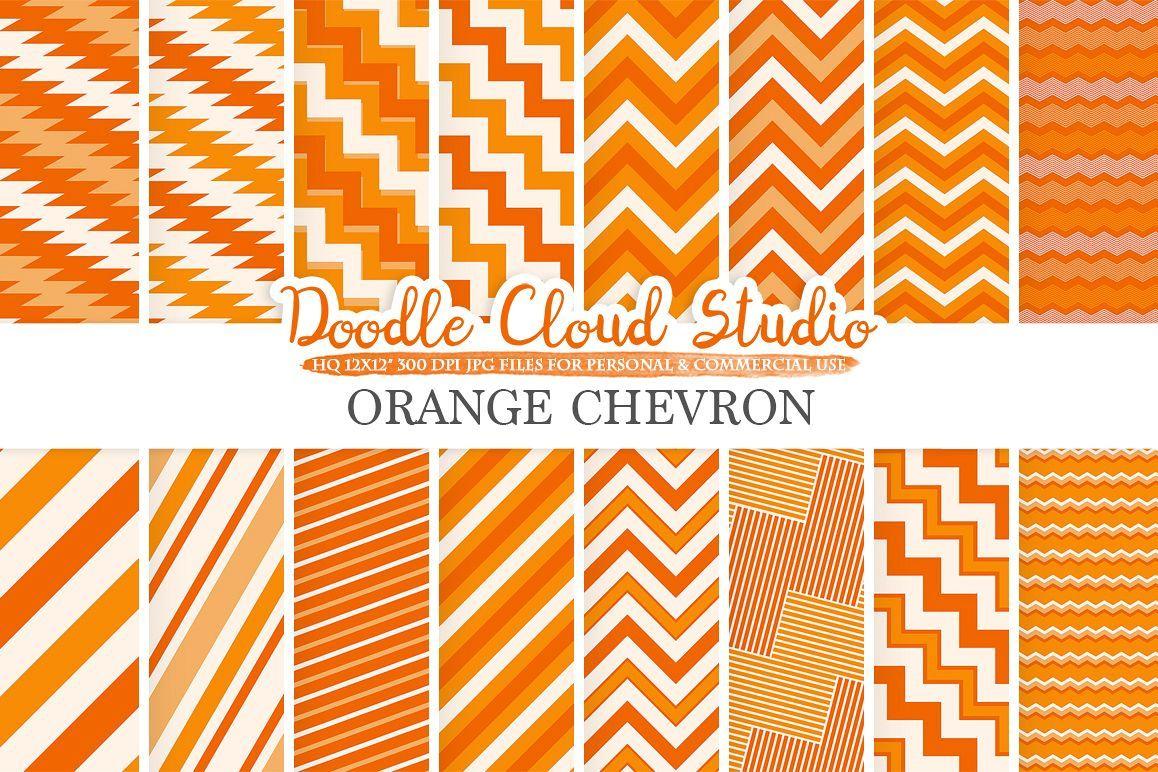 Orange Chevron Logo - Orange Chevron digital paper, Chevron and Stripes pattern, Zig Zag