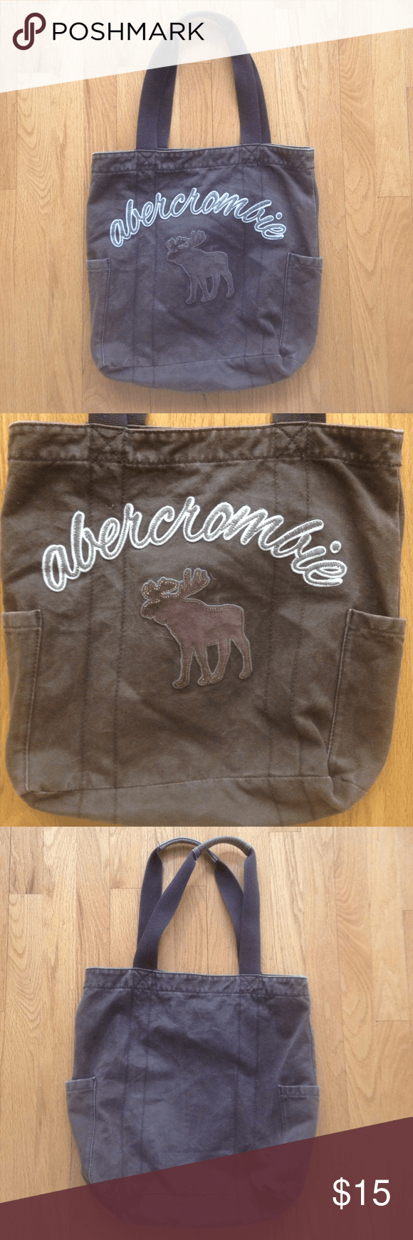 Brown Moose Logo - Abercrombie Tote Abercrombie Tote. Moose logo. Brown canvas. Two