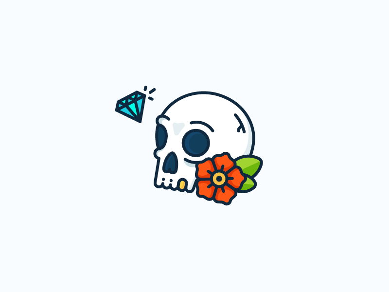 Flower and Diamonds Logo - Skulls, Diamonds and Flowers