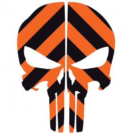 Orange Chevron Logo - Punisher Skull Black & Orange Chevron Reflective Rear Helmet Decal