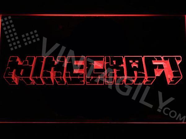 Red Minecraft Logo - Minecraft Logo LED Sign