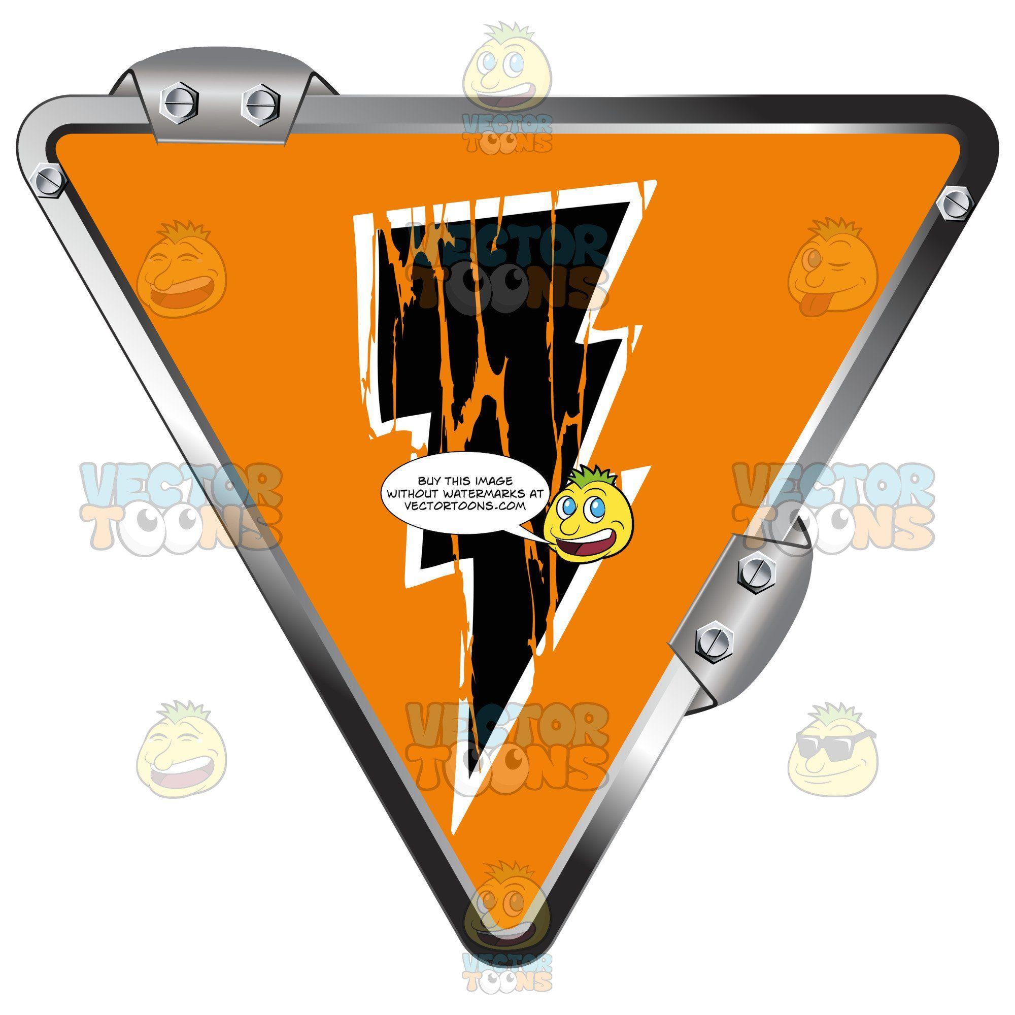 Orange Upside Down Triangle Logo - Black Lightning Bolt On Orange Inside Upside Down Grey Metal