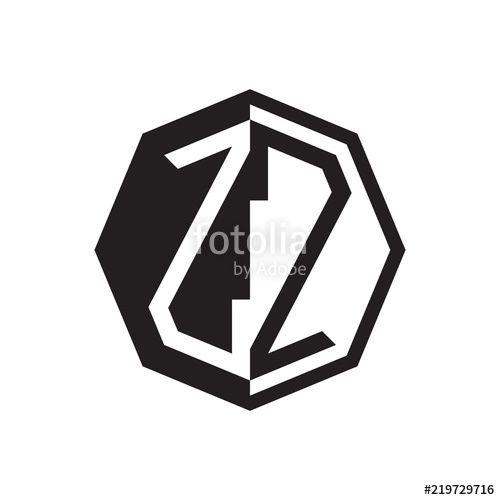 With Two Zz Logo - two letter zz octagon negative space logo Stock image and royalty