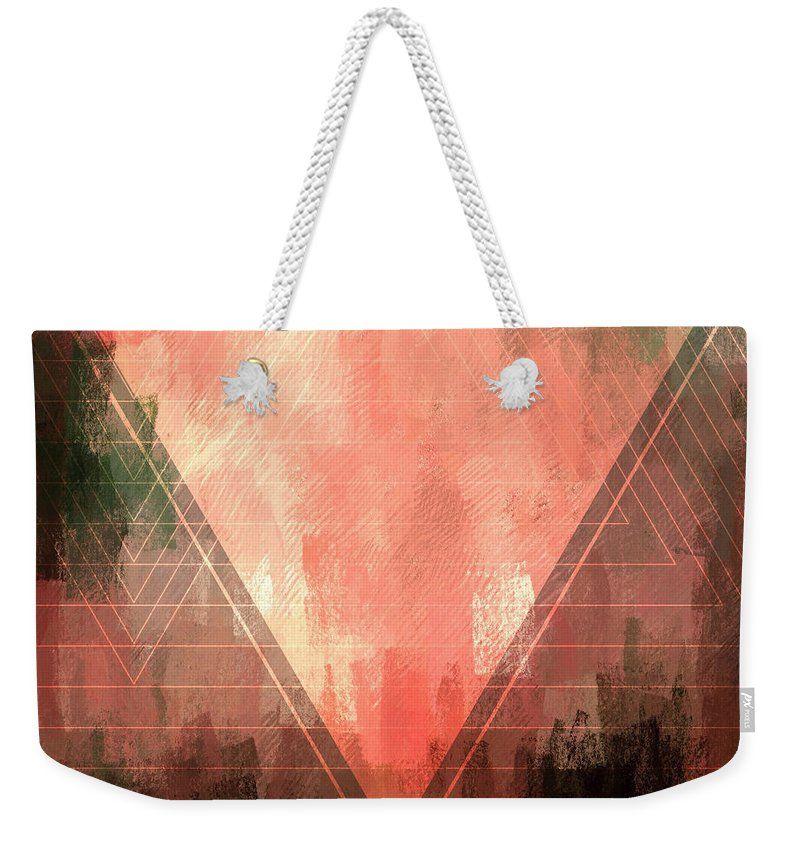 Orange Upside Down Triangle Logo - Abstract Pink Upside Down Triangle Weekender Tote Bag