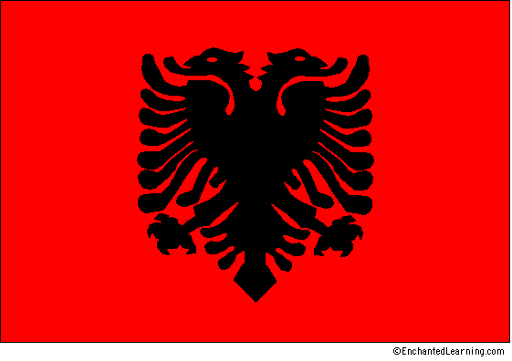 Red Double Headed Eagle Logo - Flag of Albania - EnchantedLearning.com