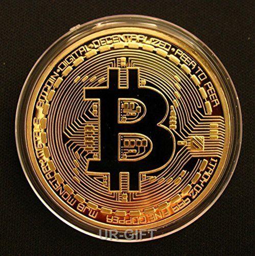 Gold Bitcoin Logo - Fine BTC Bitcoin 24k Gold Plated Commemorative Round Collectible Coin 1oz  by UR-GIFT