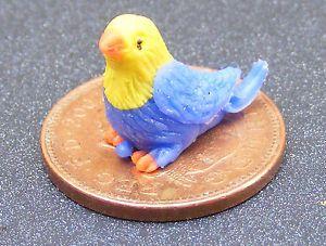 Yellow and Blue Bird Logo - 1:12 Scale Polymer Clay Yellow And Blue Bird With Red Feet Tumdee