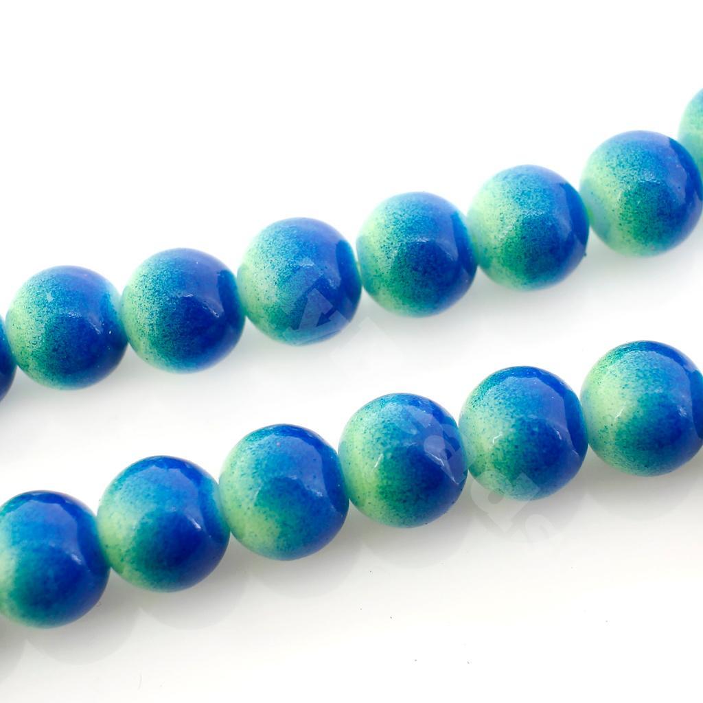 Lime Green and Blue Logo - Ombre Effect Glass Beads 8mm - Lime Green Blue