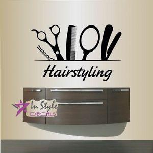 Hair Salon Logo - Vinyl Decal Hairstyling Hair Salon Logo Hair Dresser Tools Wall ...