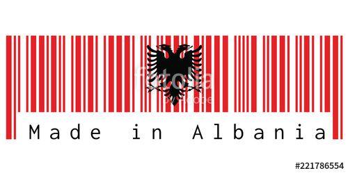 Red Double Headed Eagle Logo - Barcode set the color of Albania flag, a red with the black double