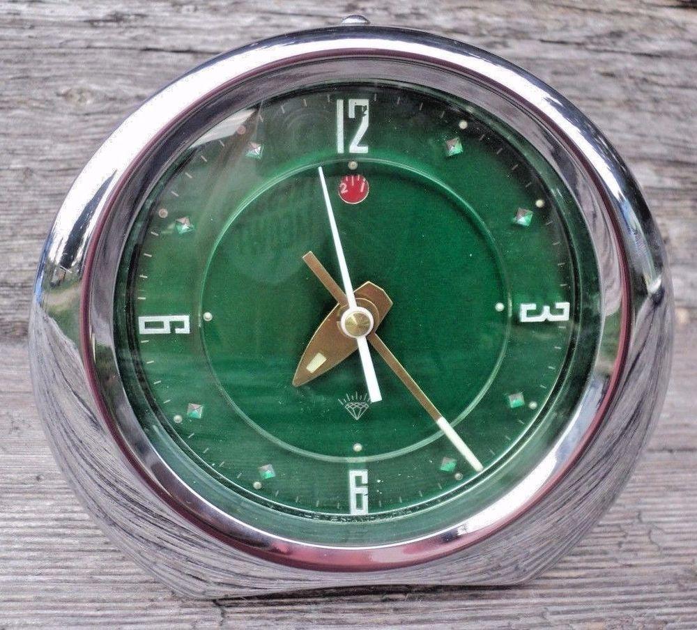 Diamond China Logo - Vintage Mechanical Alarm Clock Diamond Logo Shanghai China Emerald