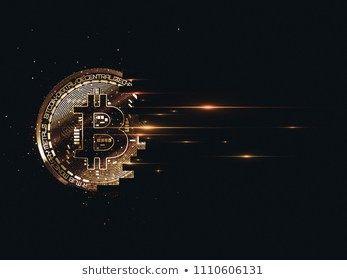 Gold Bitcoin Logo - Bitcoin with glowing lights. Gold bitcoin symbol. Coins on black ...