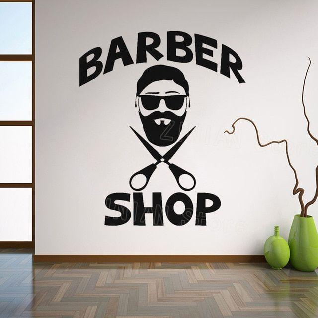 Hair Salon Logo - Men's Hairdresser Hair Salon Logo Wall Sticker Barbershop for Man ...