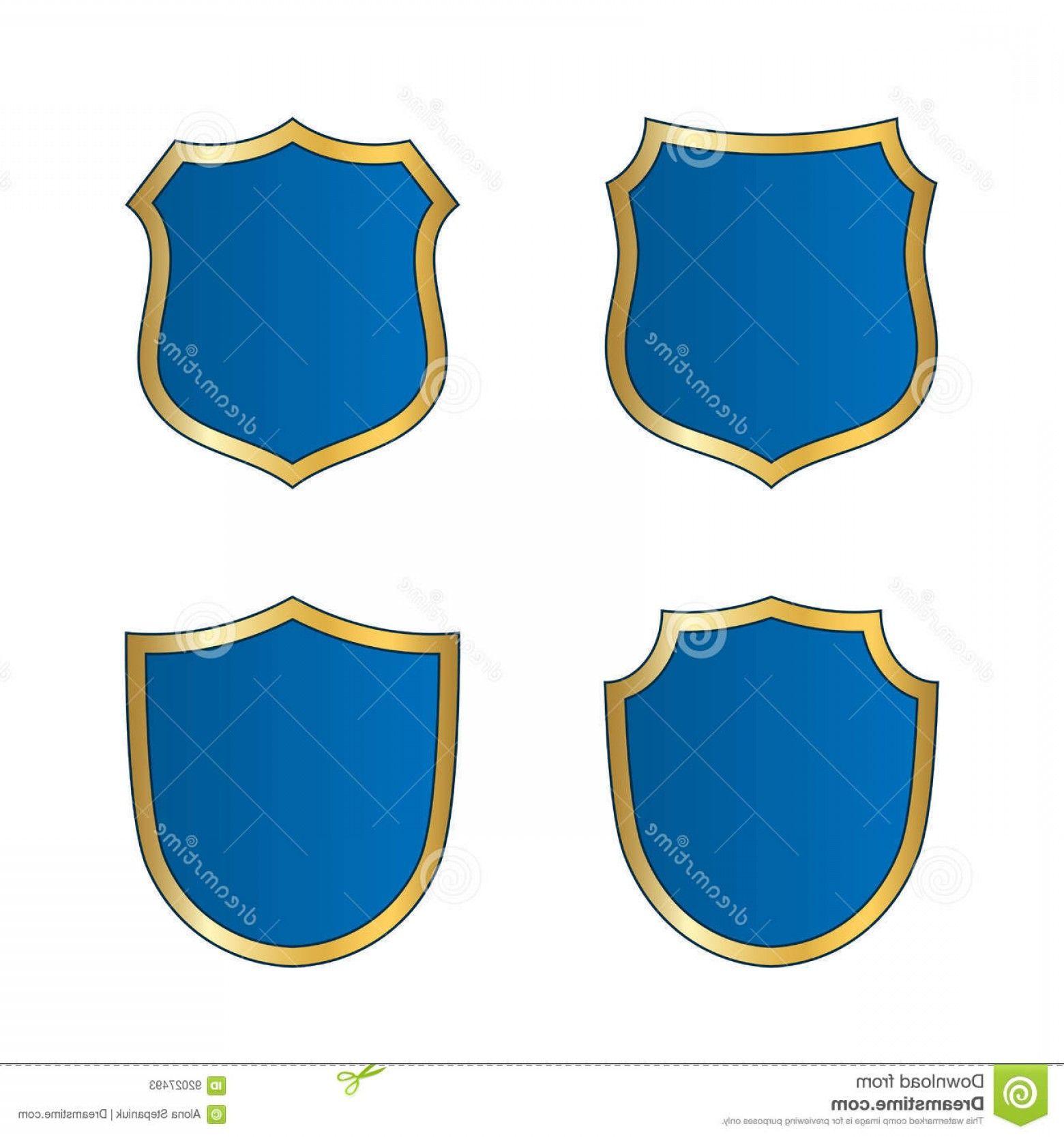 Empty Shield Logo - Stock Illustration Shield Gold Blue Icon Set Shape Emblem Bright