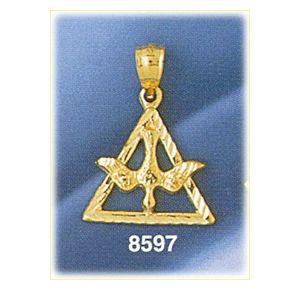 Dove in Triangle Logo - 14K Gold Holy Spirit Dove In Trinity Triangle Charm