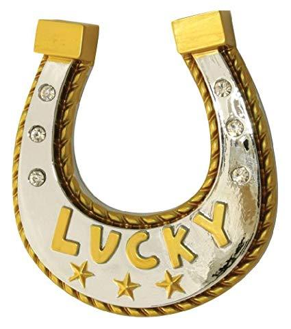 Lucky Horseshoe Logo - Amazon.com: HORSE SHOE CAR EMBLEM, RHINESTONE HORSESHOE, LUCKY ...