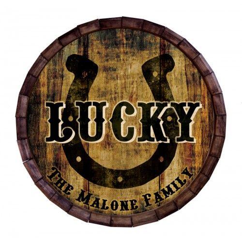 Lucky Horseshoe Logo - Custom Wood Barrel Top Sign – Lucky Horseshoe