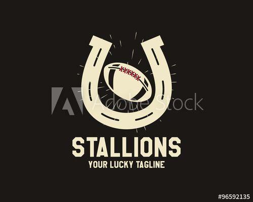 Lucky Horseshoe Logo - Vector American football lucky horseshoe label. Unusual sports ...