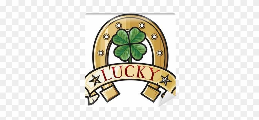 Lucky Horseshoe Logo - Carta Da Parati Lucky Poster Lucky Horseshoe With Four Leaf