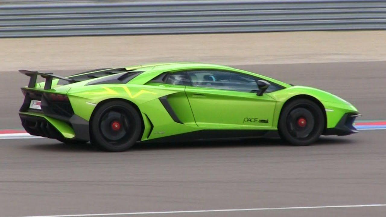 Green and Yellow Car Logo - Green + Yellow Lamborghini Aventador SV pushing it on the track ...