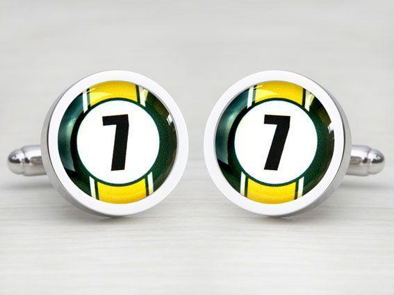 Green and Yellow Car Logo - Personalised Race Car Number Cufflinks - Green & Yellow