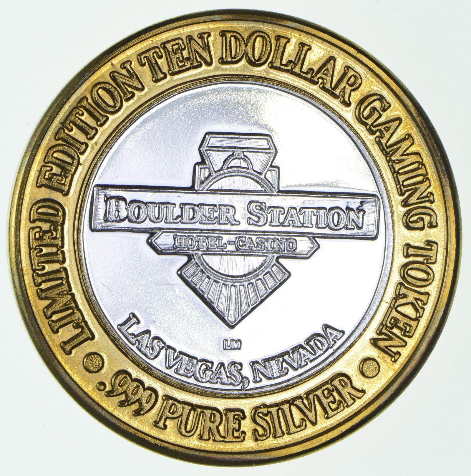 Boulder Station Logo - Fine Silver Center Boulder Station Casino Chip Limited Edition