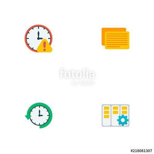 Other Web Logo - Set of task manager icons flat style symbols with log time, task ...