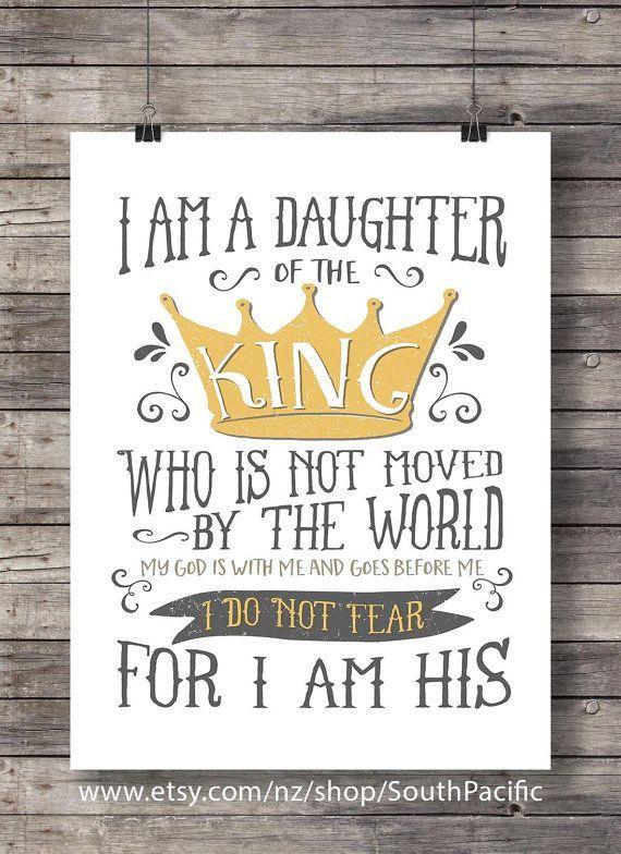 Printable Fear of God Logo - Daughter of the king typography Scripture print by SouthPacific. T